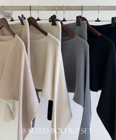 平口背心＋船領坑紋短版針織衫SET14
