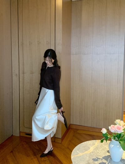 內刷毛緞面魚尾裙6