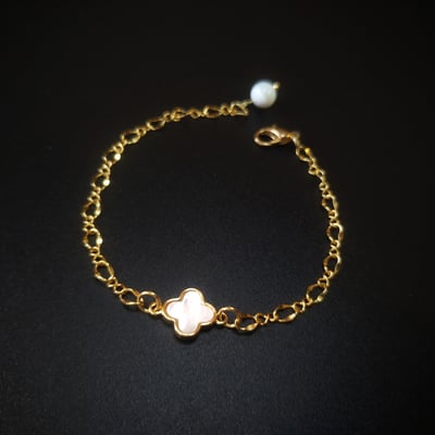 【幸運相伴手鍊 雙鍊設計】經典四葉幸運草珍珠母貝4