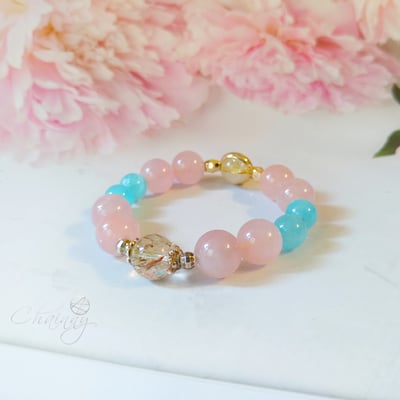 【粉紅幸運之鍊-歲月靜好貴人相助】粉水晶 / 天河石 / 超級七 / 鈦晶1