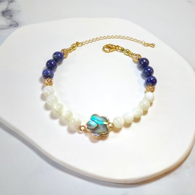 【珠光粼粼 珍珠貝鮑魚貝手鍊】1