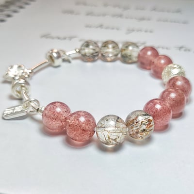 【冰花草莓手鍊 超強桃花吸引機】 草莓晶 / 黑金超七  帶來香甜的戀愛3