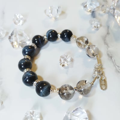 【守護之鍊-化太歲強運招財防小人】藍虎眼石 / 黑金超七 / 閃靈鑽白水晶3