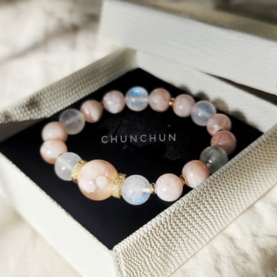 【許願戀愛系列~一戀定情 守護永遠的愛情 召喚愛情】 櫻花瑪瑙 瑪瑙 月光石 奶油月光石3