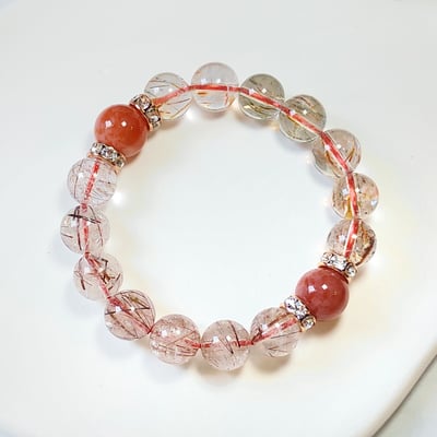 【九運離火 紅火五行開運手鍊】 南紅瑪瑙 / 紅銅髮晶 / 黑金超七3