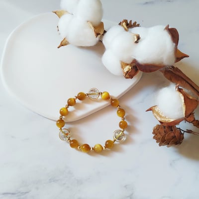 【勇氣之心 招財療癒手鍊】黃虎眼 / 黑金超七 / 14K鍍金2