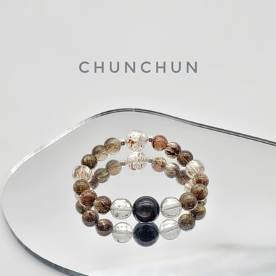 【開運系列~正港財神手鍊】 銀曜石/ 黑超七/ 綠幽靈 /綠碧髮3