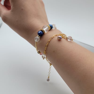 【金色系草莓晶甜美開運手鍊】 草莓晶 藍晶石 冰爆水晶 紫水晶 雙鏈款9