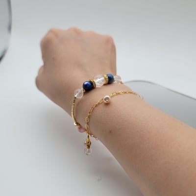 【金色系草莓晶甜美開運手鍊】 草莓晶 藍晶石 冰爆水晶 紫水晶 雙鏈款7