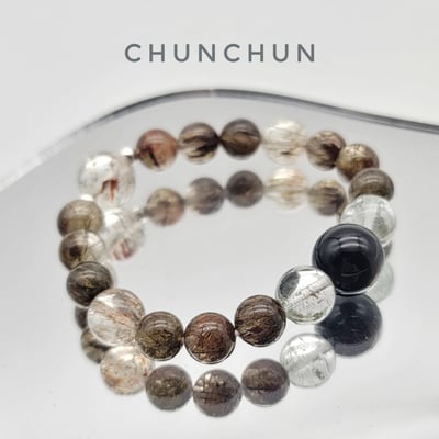 【開運系列~正港財神手鍊】 銀曜石/ 黑超七/ 綠幽靈 /綠碧髮2