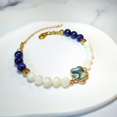 【珠光粼粼 珍珠貝鮑魚貝手鍊】2