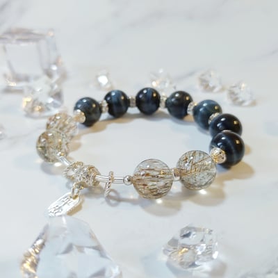 【守護之鍊-化太歲強運招財防小人】藍虎眼石 / 黑金超七 / 閃靈鑽白水晶1