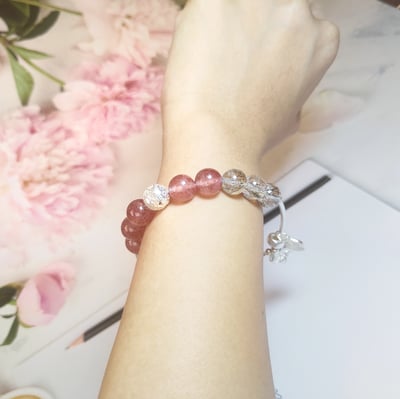 【冰花草莓手鍊 超強桃花吸引機】 草莓晶 / 黑金超七  帶來香甜的戀愛4