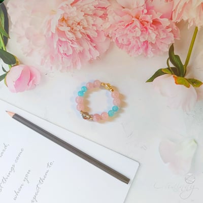 【粉紅幸運之鍊-歲月靜好貴人相助】粉水晶 / 天河石 / 超級七 / 鈦晶3