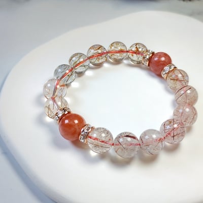 【九運離火 紅火五行開運手鍊】 南紅瑪瑙 / 紅銅髮晶 / 黑金超七2