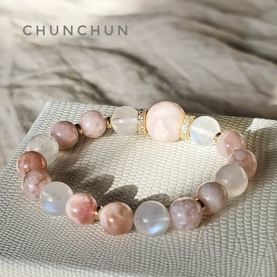 【許願戀愛系列~一戀定情 守護永遠的愛情 召喚愛情】 櫻花瑪瑙 瑪瑙 月光石 奶油月光石2