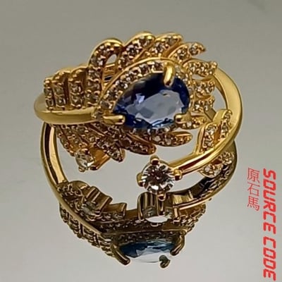 【藍坦桑之羽】~藍紫色坦桑石搭配925銀鍍K羽毛設計款1