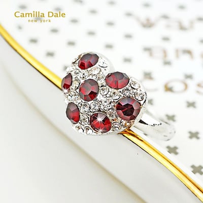 Camilla Dale 點點愛心水鑽戒指 韓製 (暹羅紅)3