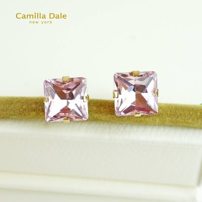 Camilla Dale 紫蘿蘭正方形水鑽耳環2