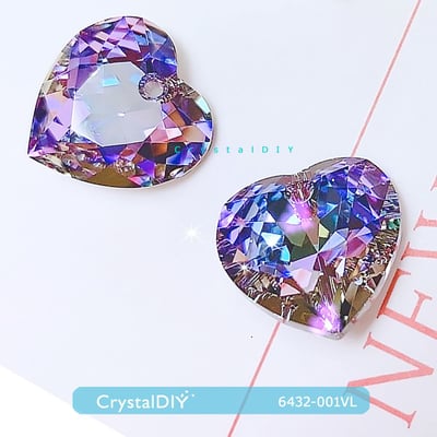 CrystalDIY奧地利水晶SW愛心吊墜新切割#6432 Lt. Rose Shimmer(223SHIM)淡粉紅微光14.5mm多色可選6
