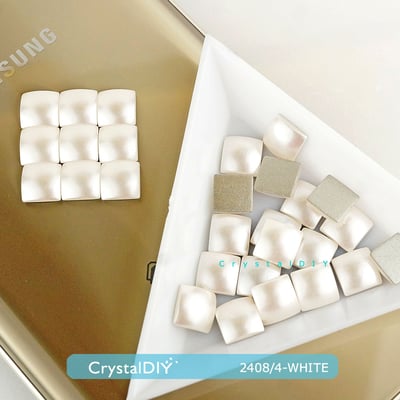 CrystalDIY奧地利水晶SW平底圓弧正方形珍珠2408/4 雪白(650 white) 8mm8