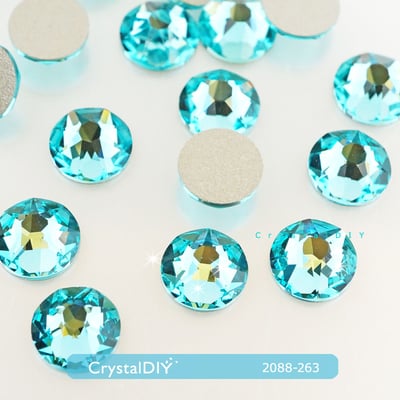 CrystalDIY奧地利水晶SW平底石#2088 Light Turquoise淺綠松石(263) SS34 (7.2MM) 貼鑽3