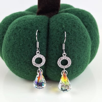 CamillaDale 雨滴水晶亮彩耳環 採用奧地利SW6022水晶吊墜4