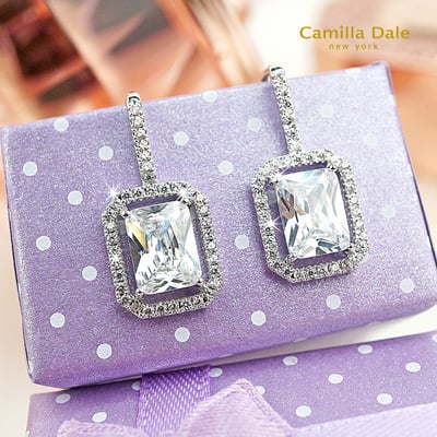 CamillaDale 亞尼斯頓鋯石耳環 長方形鋯石 白鑽4