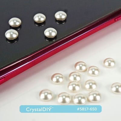 CrystalDIY奧地利水晶SW水晶珍珠#5817平底剖半珍珠6mm 雪白(650) 淺粉紅(294)5