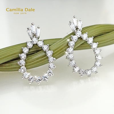 CamillaDale 皇冠淚滴鋯石耳環 韓製1