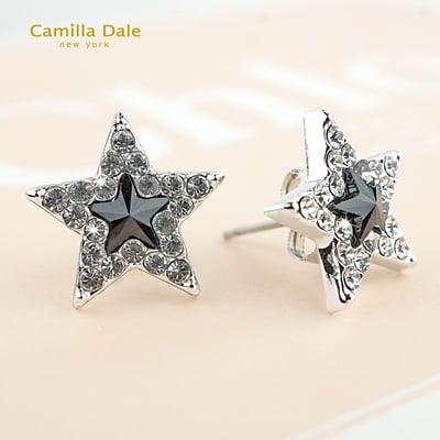 CamillaDale 14mm星星不鏽鋼耳環(黑寶石)1