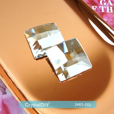 CrystalDIY奧地利SW水晶平底石#2483正方形網絡Crystal白鑽25MM大顆 傢飾把手貼鑽素材水晶建材2