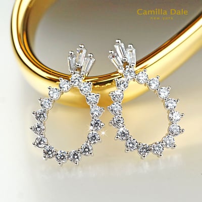 CamillaDale 皇冠淚滴鋯石耳環 韓製2