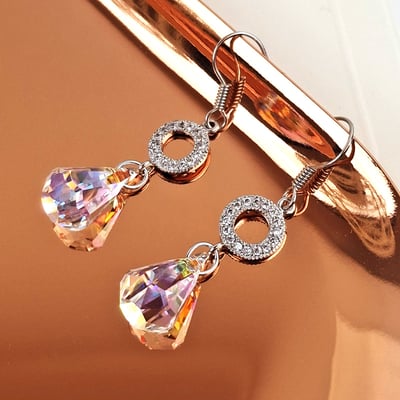 CamillaDale 雨滴水晶亮彩耳環 採用奧地利SW6022水晶吊墜2