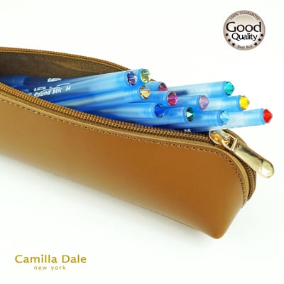 法國BIC比克軟式舒適原子筆藍色一打(12 支) 採用施華洛世奇水晶平底石SS34附贈PU牛皮筆袋10