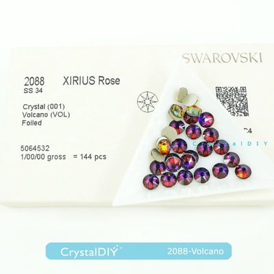 CrystalDIY奧地利水晶SW2088平底石 火山石Volcano(001VOL) SS345