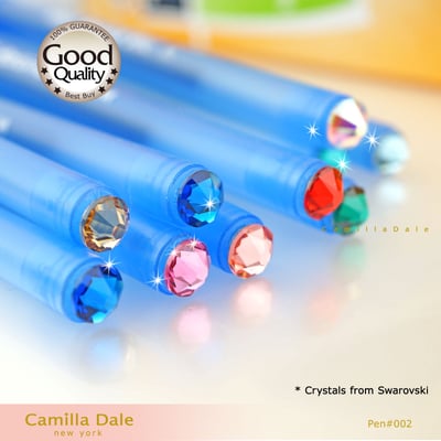 CamillaDale紅蘿蔔光芒水鑽圓珠筆袋套組 原子筆藍色紅色筆蕊任選7