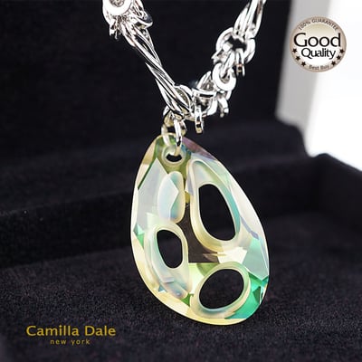 CamillaDale 海枯石爛水晶項鍊 採用奧地利SW水晶吊墜#6730夜光綠3