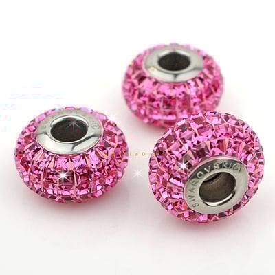 CrystalDIY奧地利水晶SW #80201方形水鑽密鑲 玫瑰(209) 15mm潘朵拉手鍊適用6