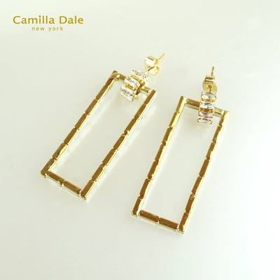 Camilla Dale 金色長方形線框造型耳環1