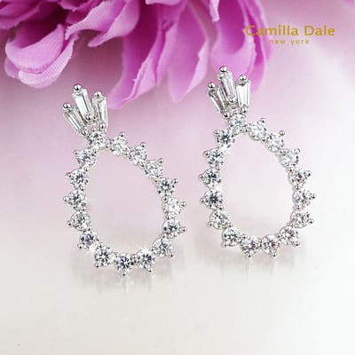 CamillaDale 皇冠淚滴鋯石耳環 韓製5