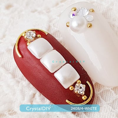 CrystalDIY奧地利水晶SW平底圓弧正方形珍珠2408/4 雪白(650 white) 8mm10