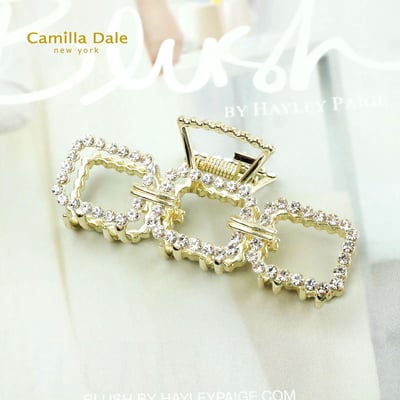 Camilla Dale 韓時尚 方格水鑽金屬鯊魚髮夾2