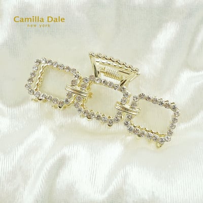 Camilla Dale 韓時尚 方格水鑽金屬鯊魚髮夾1