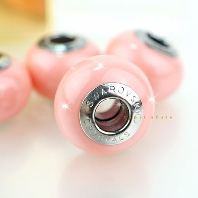 CrystalDIY奧地利SW #5890水晶珍珠中孔 14mm 兩色可選適用潘朵拉手鍊1
