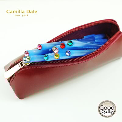 法國BIC比克軟式舒適原子筆藍色一打(12 支) 採用施華洛世奇水晶平底石SS34附贈PU牛皮筆袋4