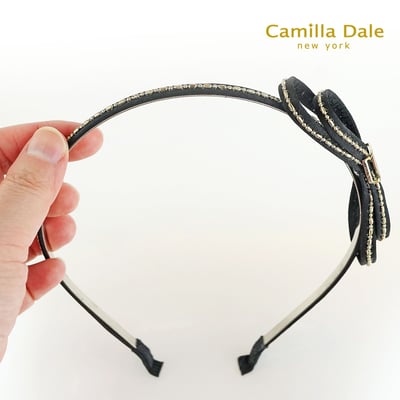 CamillaDale 金邊蝴蝶結髮箍 氣質窈窕淑女 黑色 韓國精品髮飾3
