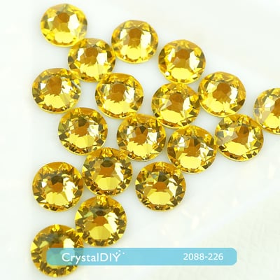 CrystalDIY奧地利SW水晶 2058/2088 明亮黃玉 Lt.Topaz(226)平底石2