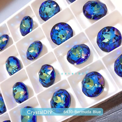 CrystalDIY奧地利SW水晶吊墜#6430經典切割吊墜百慕達藍Bermuda Blue (001BBL)14mm三色可選3