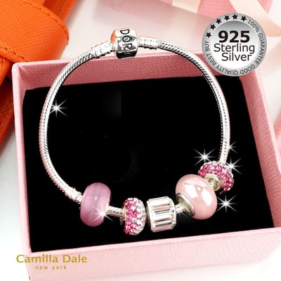 CamillaDale 925純銀晶亮粉紅手鍊 適用於歐珠 大口徑珠3